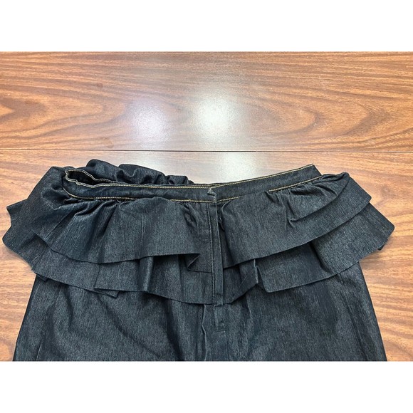 Bisou Bisou Denim Straight Ruffles Knee Length Pencil Skirt Women Size 12 Slit - Picture 6 of 10
